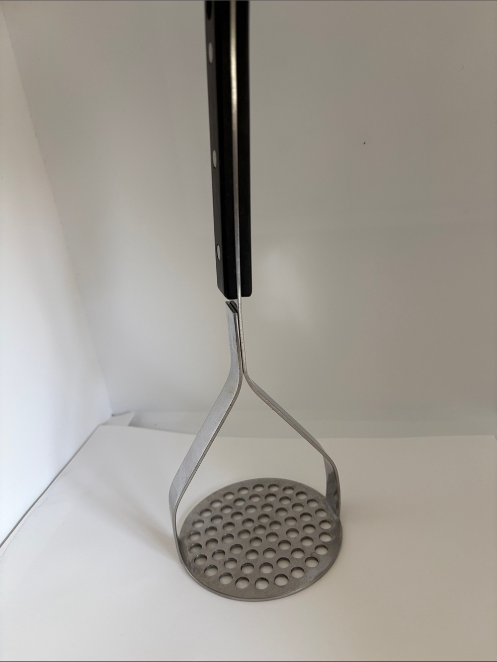 Martha Stewart Everyday Stainless Steel potato Masher black riveted handle